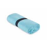 Microfibre sports towel with closure strap, 200 g/m² turquoise colour third view