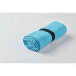 Microfibre sports towel with closure strap, 200 g/m² turquoise colour fourth photographic view