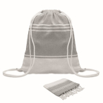 Drawstring backpack set with matching striped sarong, 180 g/m² grey colour seventh view