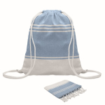 Drawstring backpack set with matching striped sarong, 180 g/m² turquoise colour seventh view