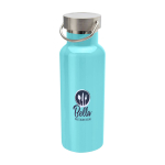 Recycled stainless steel bottle, ideal for water, 500 ml turquoise colour