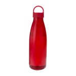 Recycled plastic water bottle with carry handle, 800 ml red colour