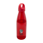 Recycled plastic water bottle with carry handle, 800 ml red colour