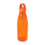 Recycled plastic water bottle with carry handle, 800 ml orange colour