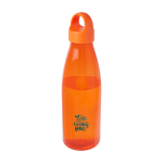 Recycled plastic water bottle with carry handle, 800 ml orange colour