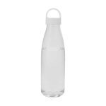 Recycled plastic water bottle with carry handle, 800 ml transparent colour