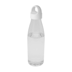 Recycled plastic water bottle with carry handle, 800 ml transparent colour