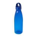 Recycled plastic water bottle with carry handle, 800 ml royal blue colour