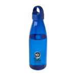 Recycled plastic water bottle with carry handle, 800 ml royal blue colour