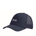 Polyester baseball cap with foam reinforcement, 150 g/m2 navy-blue colour view with print area