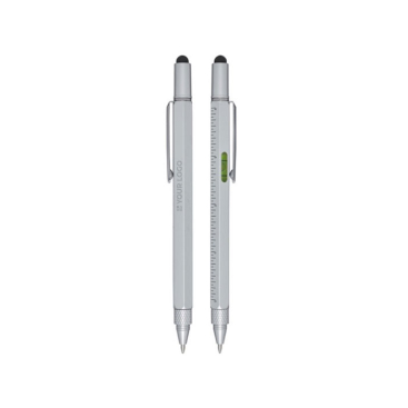 Multifunction recycled aluminium pen, silver, black ink