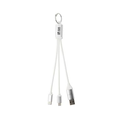 4-in-1 charging cable with keyring made of recycled aluminium