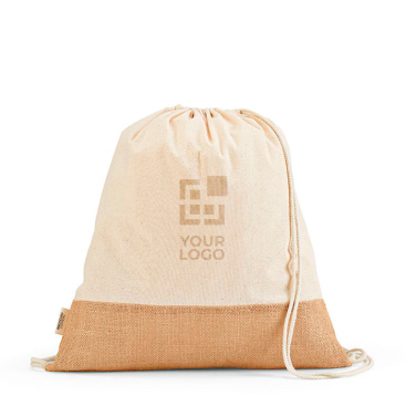 Drawstring bag with jute bottom, 180 g/m2