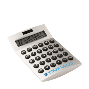 12-digit silver plastic solar powered desk calculator