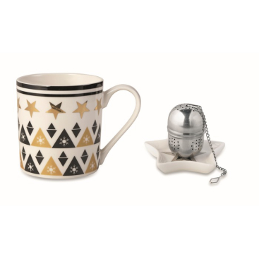 Starry cup, tea filter and star-shaped saucer set, 320 ml