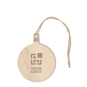 Wooden Christmas ornament with cord for hanging