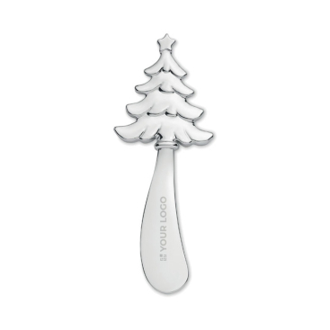 Zinc cheese knife with a Christmas tree motif on the handle