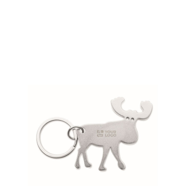 Recycled aluminium keyring and bottle opener in reindeer shape