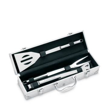 Stainless steel grill set in an aluminium case (3 pieces)