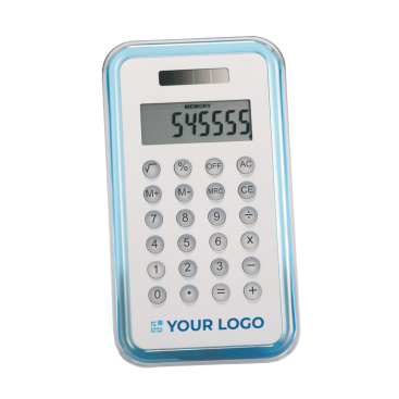 8-digit calculator in blue-transparent aluminium design