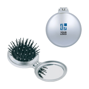 Small round mirror with hairbrush as a practical beauty gift