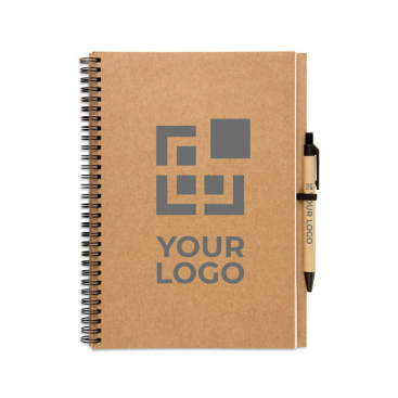 Branded notebook made from recycled blank paper and pen, B5