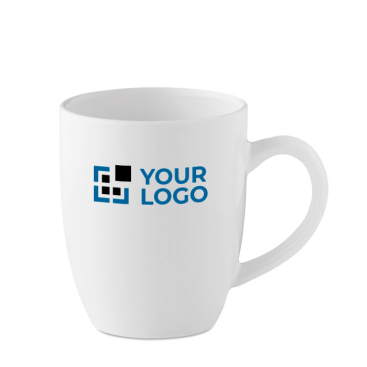 White ceramic coffee mug for office, 300 ml