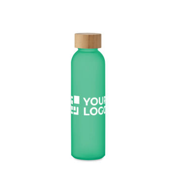 Glass bottle with frosted surface and bamboo lid, 500 ml