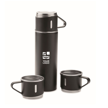 Leak-proof stainless steel bottle 420ml, with 2 cups 150ml