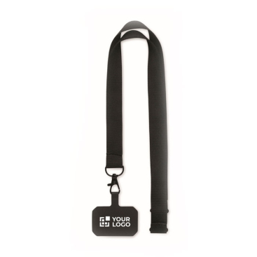 Polyester lanyard with safety clasp for mobile phone