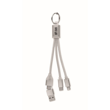 2-in-1 keyring including charging cable with 3 ports