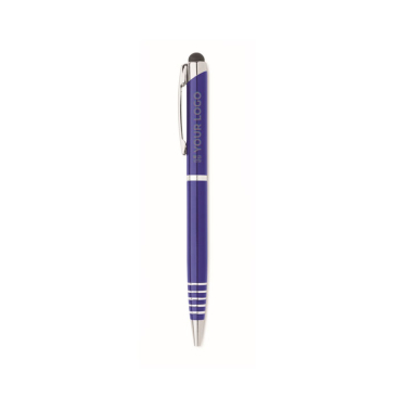 Recycled aluminium ballpoint pen with stylus and blue ink