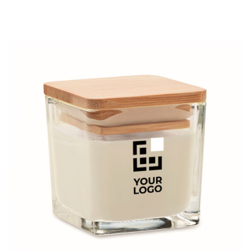 Candle in glass container with bamboo lid, 50 gr