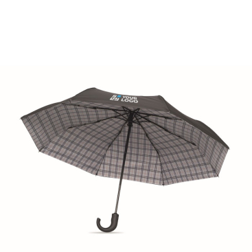 Foldable windproof umbrella with checked pongee design, Ø116