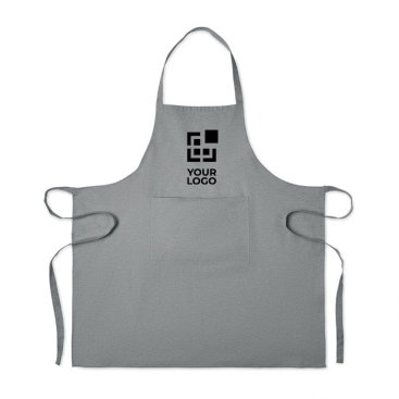 Recycled cotton kitchen apron with front pocket, 220 g/m2