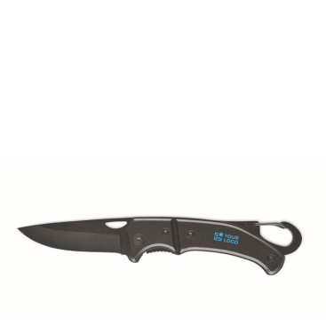 Folding aluminium knife with carabiner on top