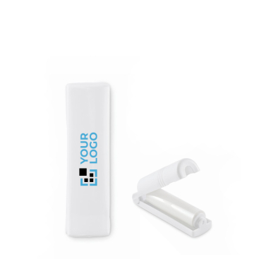 Adhesive lint roller in reusable white case