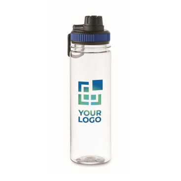 Transparent RPET bottle with lid and carry handle, 750 ml