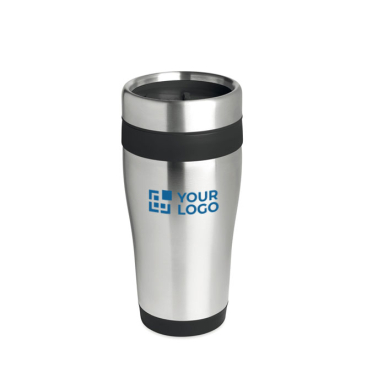 Affordable stainless steel and plastic thermos mug, 410 ml