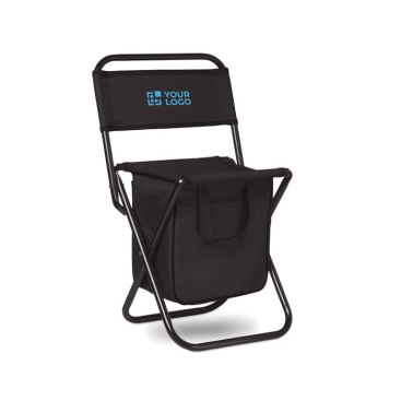 Small folding chair with integrated cooler bag under the seat