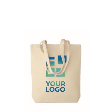 Tote bag with long handles and bottom gusset, 270g/m2