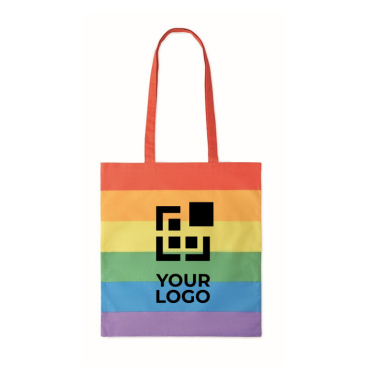 Tote bag with rainbow design and long handles