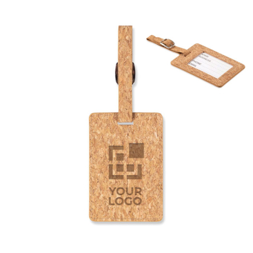 Cork luggage tag with transparent card