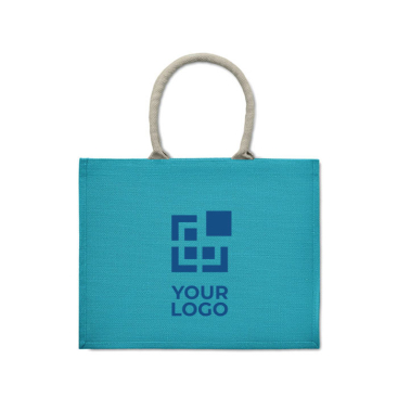 Colourful promotional jute bag with short handles