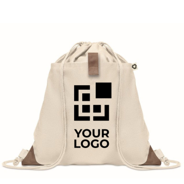 Branded drawstring bag made from recycled cotton, 220 g/m2