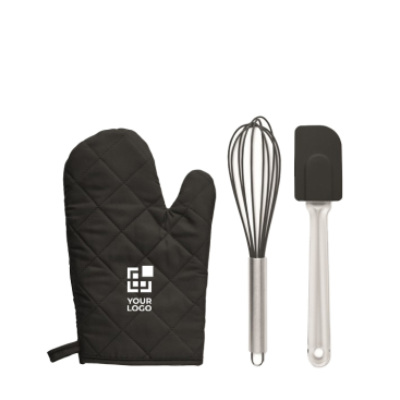 Baking set with glove, whisk and spatula