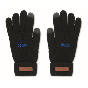 Touchscreen gloves, RPET with printable patch and embroidery