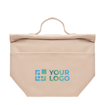 High quality, roll top cooler bag made from recycled cotton