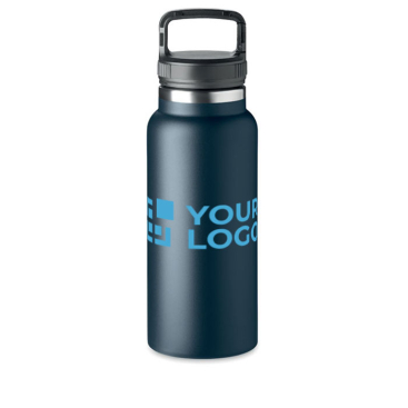 Large stainless steel thermos bottle, handle with clip, 970 ml