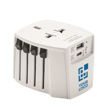 Universal travel adapter with USB Type-C and Type-A ports